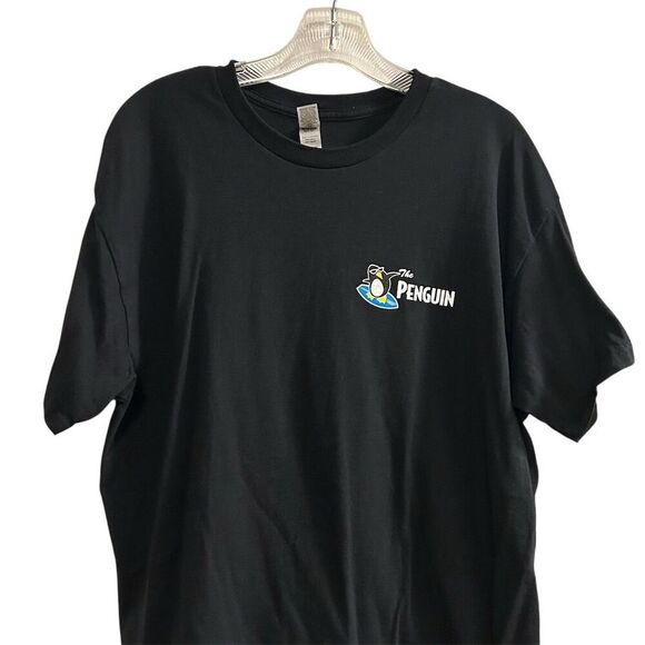 Bethany Beach Delaware Penguin Logo Men's T-Shirt Black Size L - Picture 2 of 13